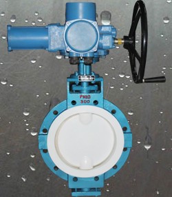 Electrical actuator PTFE lined butterfly valve